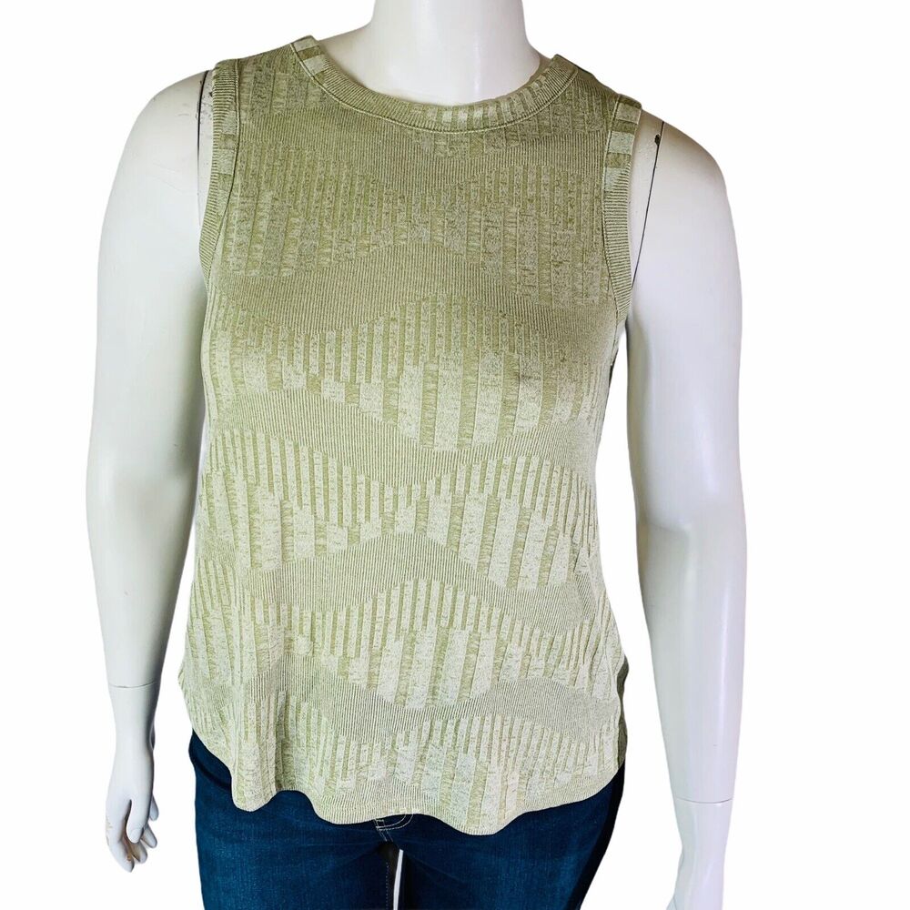 New A New Day Womans Sz Large Tank Olive Crew Neck Textured Sleeveless‎ NWT